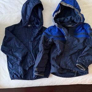 2 Lands' End Kids' Coats- one fleece-lined winter and one lightweight raincoat